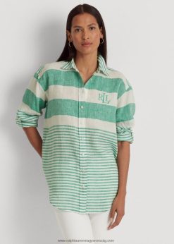 csíkos oversize vászoning 2680483865 nők Ralph Lauren pálmalevél/fehér