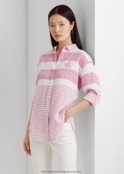 csíkos oversize vászoning 2680484358 nők Ralph Lauren sport rózsaszín/fehér