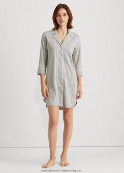 csíkos pamut alvóing 2680484230 nők Ralph Lauren szürke csík