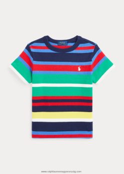 csíkos pamut dzsörzé póló 2680485798 gyerekek Ralph Lauren newport haditengerészet multi