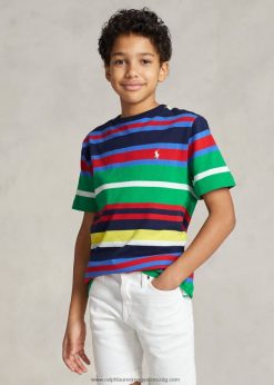 csíkos pamut dzsörzé póló 2680485998 gyerekek Ralph Lauren newport haditengerészet multi