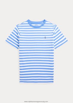 csíkos pamut dzsörzé póló 2680486606 gyerekek Ralph Lauren kikötő sziget kék/fehér