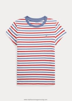 csíkos pamut dzsörzé póló 2680487416 gyerekek Ralph Lauren deckwash fehér multi