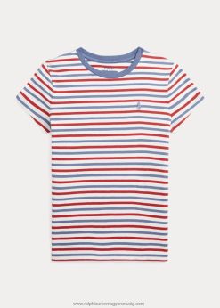 csíkos pamut dzsörzé póló 2680487578 gyerekek Ralph Lauren deckwash fehér multi