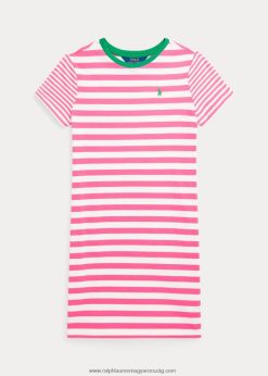 csíkos pamut dzsörzé pólóruha 2680487050 gyerekek Ralph Lauren finom rózsaszín