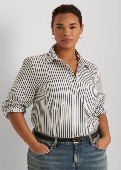 csíkos pamut ing 2680484727 nők Ralph Lauren világoskék