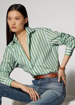 csíkos pamut ing 2680489341 nők Ralph Lauren menta/fehér