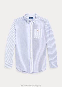 csíkos pamut oxford vidám ing 2680486643 gyerekek Ralph Lauren kék vidám póló