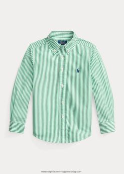 csíkos pamut poplin ing 2680486463 gyerekek Ralph Lauren zöld/fehér