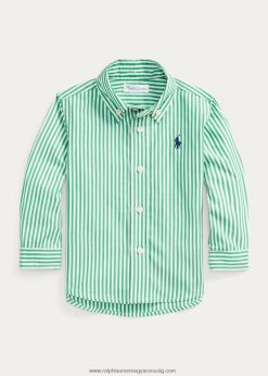 csíkos pamut poplin ing 2680488278 baba Ralph Lauren zöld/fehér