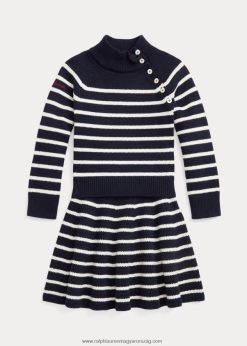 csíkos pamut pulóver és szoknya szett 2680487449 gyerekek Ralph Lauren rl haditengerészet/klubházi krém