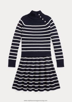 csíkos pamut pulóver és szoknya szett 2680487615 gyerekek Ralph Lauren rl haditengerészet/klubházi krém