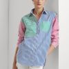 csíkos pamut szélesvászon ing 2680484348 nők Ralph Lauren kék/fehér multi