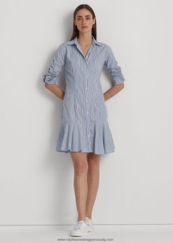 csíkos pamut szélesvászon ingruha 2680484090 nők Ralph Lauren kék/fehér multi