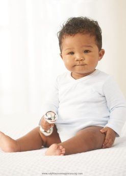 csíkos pamut V-nyakú body 2680488156 baba Ralph Lauren berill kék/fehér