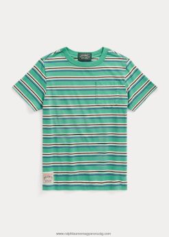 csíkos pamutdzsörzé zsebpóló 2680485823 gyerekek Ralph Lauren tutaj zöld multi