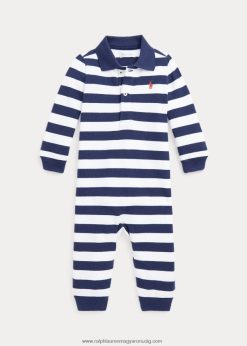 csíkos pamuthálós pólóoverall 2680488168 baba Ralph Lauren rusztikus sötétkék/fehér