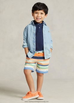 csíkos pamuthálós rövid 2680485631 gyerekek Ralph Lauren paradicsomi csík narancs