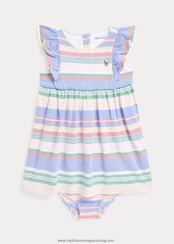 csíkos pamuthálós ruha & bloomer 2680487860 baba Ralph Lauren zöld multi
