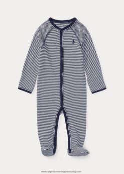 csíkos pamuttalpú kezeslábas 2680487730 baba Ralph Lauren rafinált haditengerészeti multi