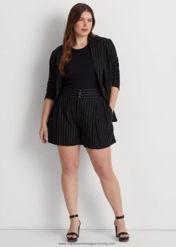 csíkos redős vászon rövid 2680484569 nők Ralph Lauren fekete/krém
