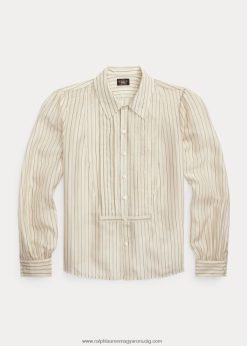 csíkos selyem megkötős blúz 2680483633 nők Ralph Lauren krém/fekete