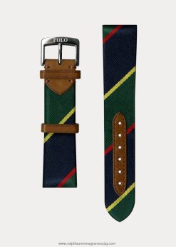 csíkos selyem óraszíj 2680482658 férfiak Ralph Lauren zöld regmentális csík