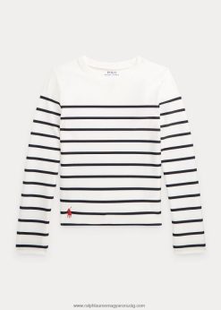 csíkos stretch kiütésvédő 2680487340 gyerekek Ralph Lauren fedélzetmosó fehér/tengerszínkék