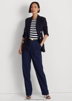 csíkos twill egyenes nadrág 2680489563 nők Ralph Lauren rafinált sötétkék/fehér