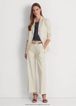 csíkos twill széles szárú levágott nadrág 2680484402 nők Ralph Lauren krém/finomított sötétkék