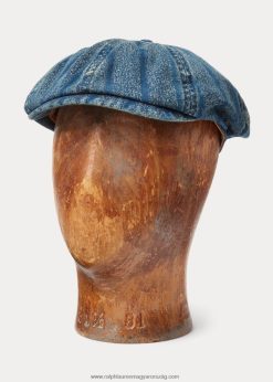 csíkos twill újságsapka 2680488826 férfiak Ralph Lauren kifakult indigó