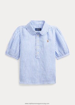 csíkos vászon rövid ujjú ing 2680487364 gyerekek Ralph Lauren kék fehér