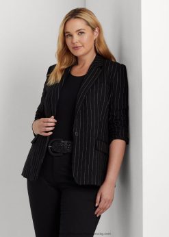 csíkos vászonkeverék twill blézer 2680484777 nők Ralph Lauren fekete/krém