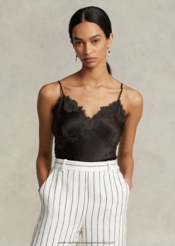 csipkeszegélyű eperfa selyemkamisole 2680483179 nők Ralph Lauren antik barna