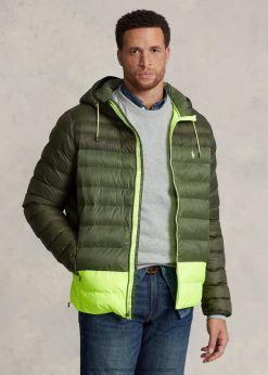 csomagolható vízlepergető kapucnis kabát 2680481910 férfiak Ralph Lauren sötét zsálya multi