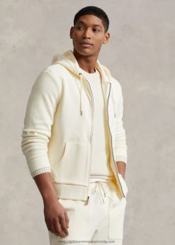 dupla kötésű hálós, teljes cipzáras kapucnis pulcsi 2680488670 férfiak Ralph Lauren pergamen krém