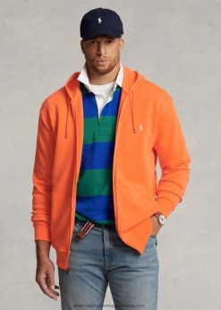 dupla kötésű, teljes cipzáros kapucnis pulcsi 2680481606 férfiak Ralph Lauren üdülő narancs