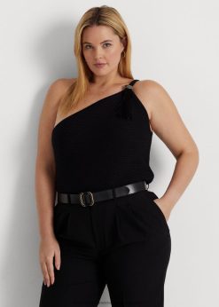 egy vállú pamutkeverék felső 2680484769 nők Ralph Lauren fekete