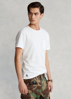 egyedi karcsúsított jersey zsebes póló 268048343 férfiak Ralph Lauren fehér