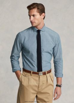 egyedi szabású chambray ing 2680488467 férfiak Ralph Lauren indigó