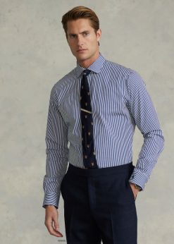 egyedi szabású csíkos poplin ing 268048883 férfiak Ralph Lauren kék
