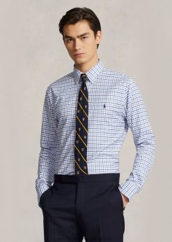 egyedi szabású kockás oxford ing 2680481189 férfiak Ralph Lauren fehér/kék multi