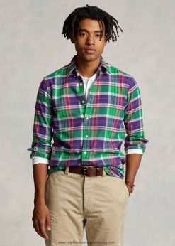 egyedi szabású kockás twill ing 268048787 férfiak Ralph Lauren lila/zöld multi