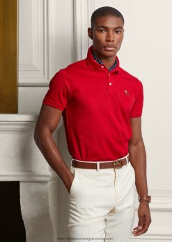 egyedi vékony szabású piké póló 26804863 férfiak Ralph Lauren klasszikus piros