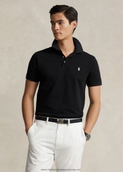 egyedi vékony szabású stretch hálós póló 268048525 férfiak Ralph Lauren fekete