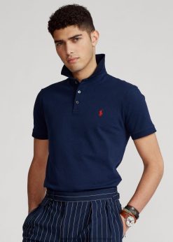 egyedi vékony szabású stretch hálós póló 268048527 férfiak Ralph Lauren kifinomult haditengerészet