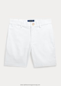 egyenes illeszkedés flex kopás twill short 2680485623 gyerekek Ralph Lauren fedélzetmosó fehér