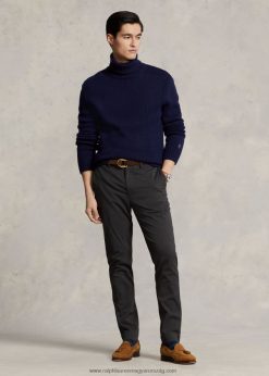 egyenes szabású stretch chino nadrág 268048739 férfiak Ralph Lauren kavicsfekete