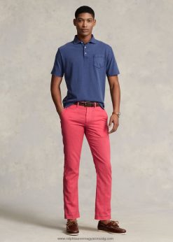 egyenes szabású vászon-pamut nadrág 268048481 férfiak Ralph Lauren halvány vörös