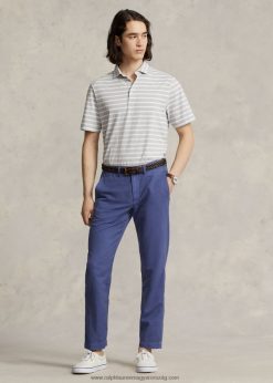 egyenes szabású vászon-pamut nadrág 268048484 férfiak Ralph Lauren kék mennyország